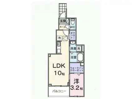 ピースフルIII(1LDK/1階)の間取り写真