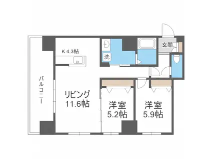 グラン札幌(2LDK/9階)の間取り写真