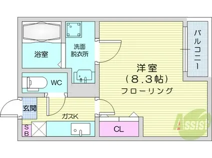クレフラスト長町1丁目駅前(1K/2階)の間取り写真