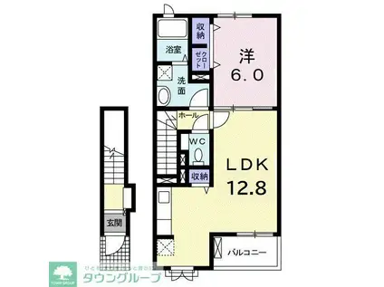 グラース・アビタシオンII(1LDK/2階)の間取り写真