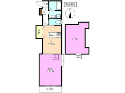 ミレニアム常入(1K/2階)の間取り写真