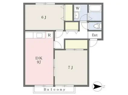 ユーティーライズA(2DK/1階)の間取り写真