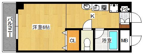 ラポール小町(1K/6階)の間取り写真