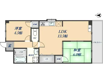 モンレーヴ大野(2LDK/3階)の間取り写真