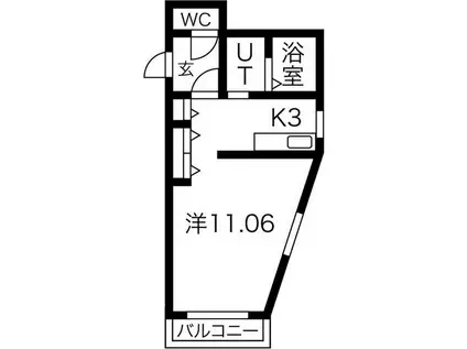 ワラヤビル(1K/2階)の間取り写真