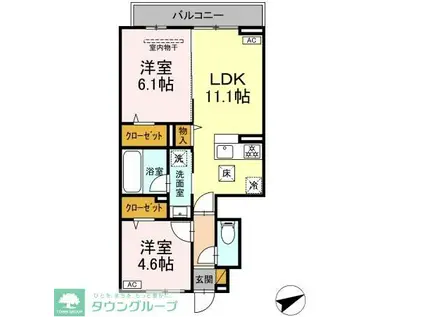 NUEVA VIDA(2LDK/1階)の間取り写真