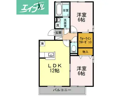 リビングタウン旭川C棟(2LDK/2階)の間取り写真
