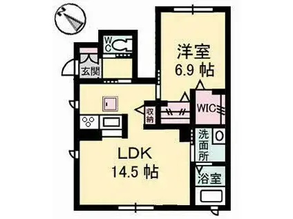 クレインアートA棟(1LDK/1階)の間取り写真