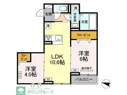 セレスティア西綾瀬(2LDK/3階)の間取り写真