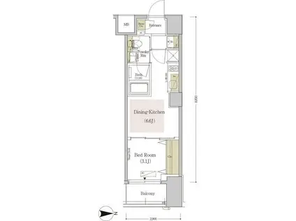 アーバネックス森下III(1DK/6階)の間取り写真