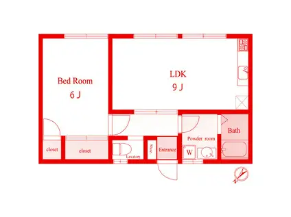 ます美ハイツ(1LDK/2階)の間取り写真