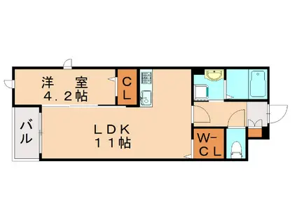 ルナベル(1LDK/2階)の間取り写真
