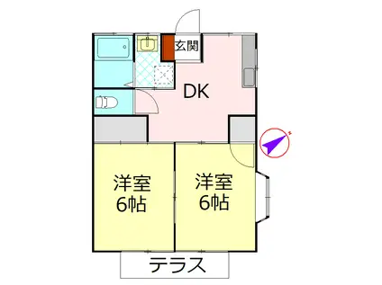 コートハイネス(2DK/1階)の間取り写真