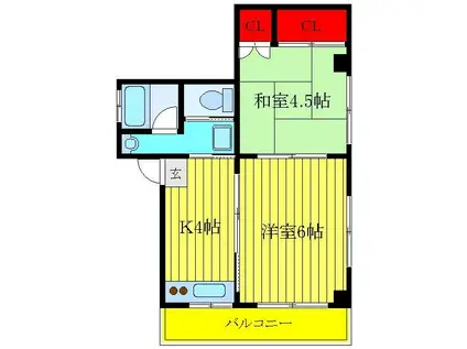 高砂マンション(2K/2階)の間取り写真