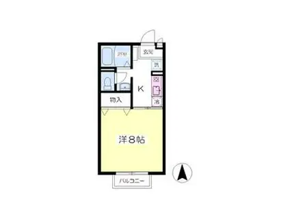 アルカディア(1K/2階)の間取り写真