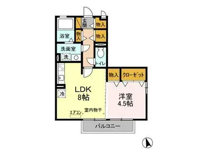 ソレイユ・レバン(1LDK/2階)の間取り写真