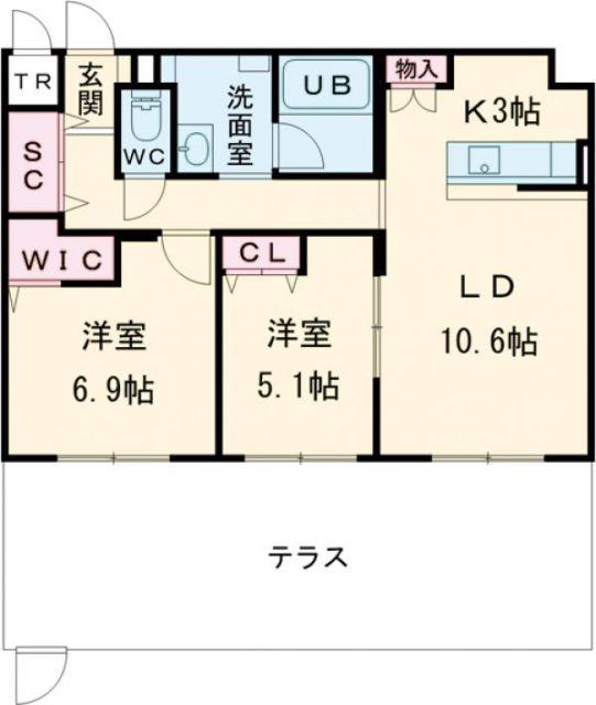 ジュノール千歳真々地(2LDK/1階)の間取り写真