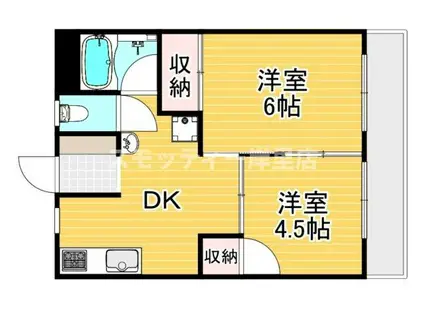 グリーンコーポ北加賀屋(2DK/4階)の間取り写真