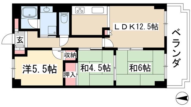 ヒルトップ藤ヶ丘(3LDK/2階)の間取り写真