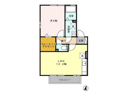 ウィルモア西梶尾C(1LDK/2階)の間取り写真