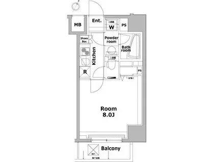 PREMIUM CUBE田町(1K/4階)の間取り写真