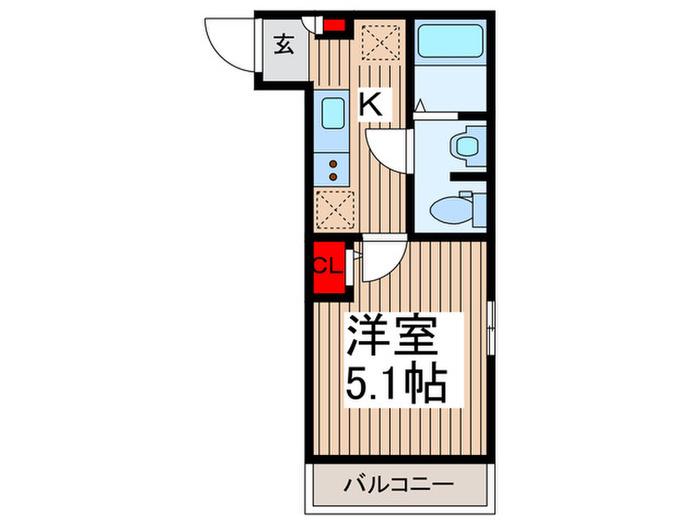 エクセラン中浦和(1K/1階)の間取り写真