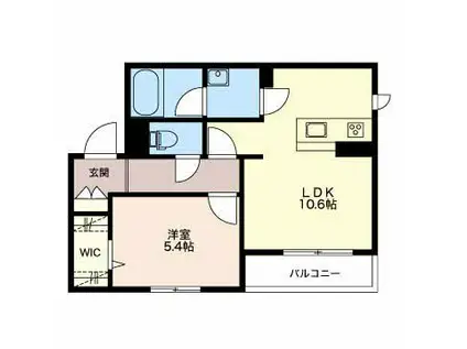 カーサエルガノ(1LDK/1階)の間取り写真