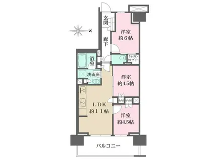ザ・パークハウス亀戸九丁目(3LDK/12階)の間取り写真