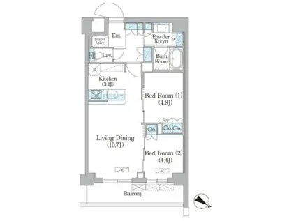 NIIYA平和台(2LDK/1階)の間取り写真