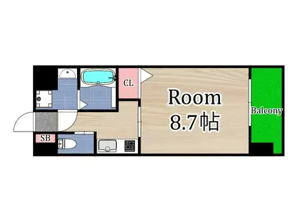 フォレストグレイス城東京橋I(1K/8階)の間取り写真