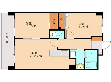 ジュネス横浜Ⅱ(2LDK/1階)の間取り写真