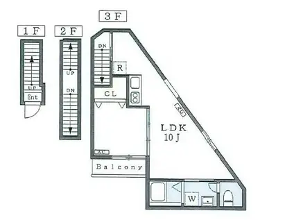 グランシャレー梅田(1LDK/3階)の間取り写真