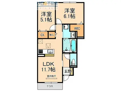 GREEN FOREST(2LDK/1階)の間取り写真