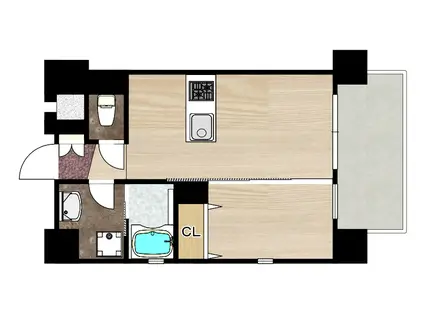 ALZA北堀江(1LDK/2階)の間取り写真