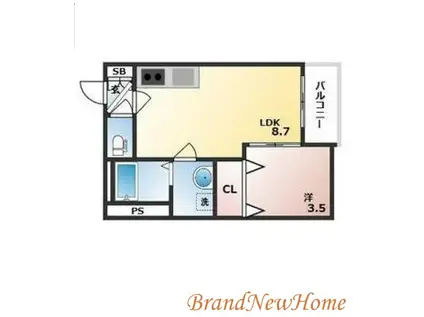 GRANDIR津久野(1LDK/1階)の間取り写真