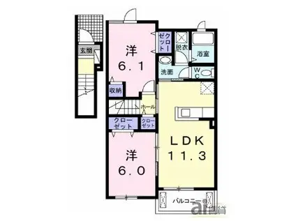 サンリット MS II(2LDK/2階)の間取り写真