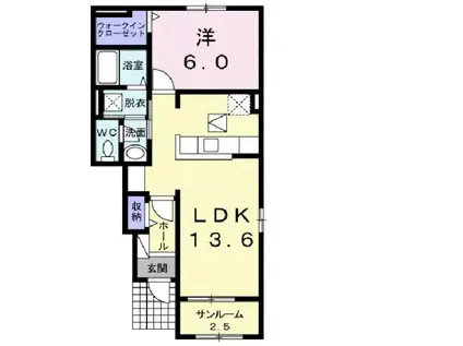 アイレジデンス I番館(1LDK/1階)の間取り写真