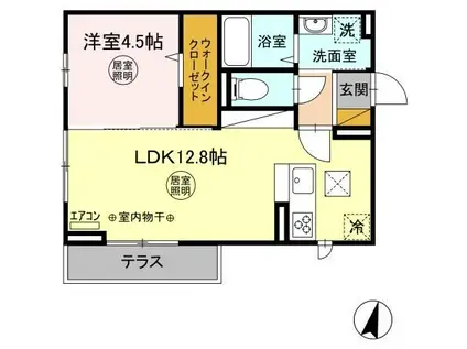 コンフォート 那珂(1LDK/1階)の間取り写真