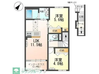 瀬音のいおり(2LDK/2階)の間取り写真