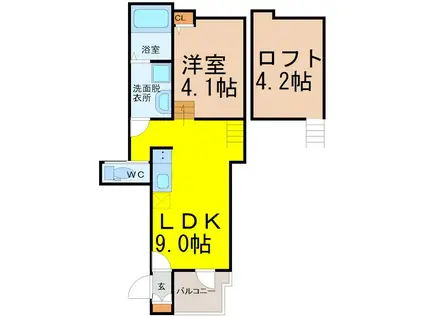 GLADO金山(1LDK/1階)の間取り写真