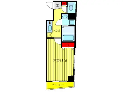 ハイムフローラ本町(1K/1階)の間取り写真