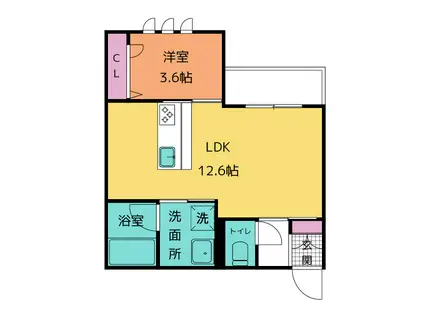 CASA LA・LUCE(1LDK/2階)の間取り写真