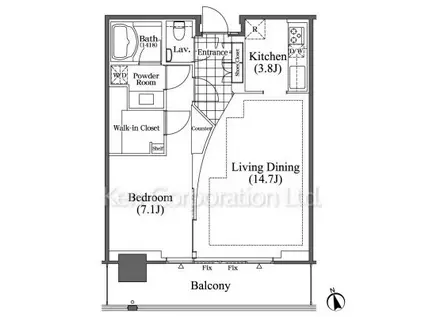 芝浦アイランド ブルームタワー(1LDK/37階)の間取り写真