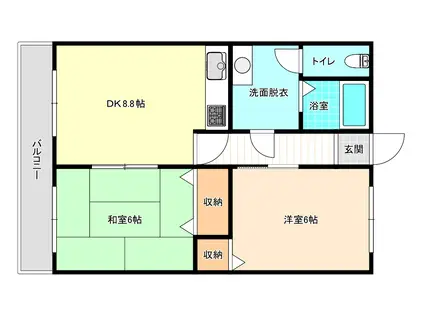 カトレアマンション(2DK/2階)の間取り写真