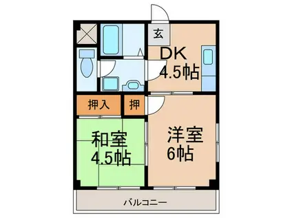 東山コーポ(2DK/2階)の間取り写真