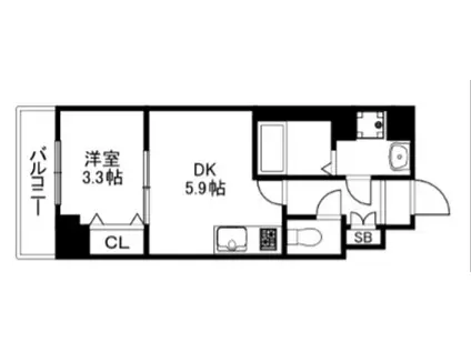 阪急京都線 西京極駅 徒歩17分 7階建 新築(1DK/5階)の間取り写真