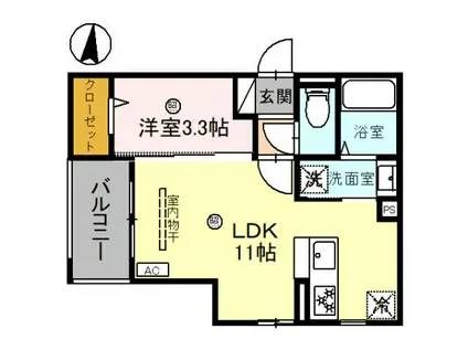 D-LUCE黒田-ウエスト(1LDK/2階)の間取り写真