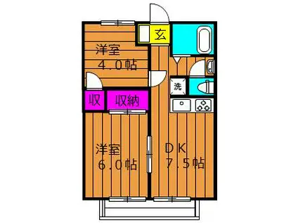 PEAR-COURT(2DK/1階)の間取り写真