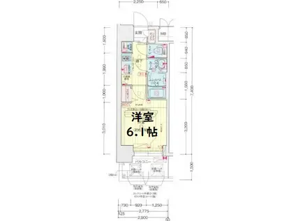 プレサンス南堀江ザ・センス(1K/11階)の間取り写真