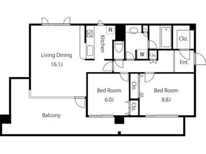 ガーデン杉並方南(2LDK/4階)の間取り写真